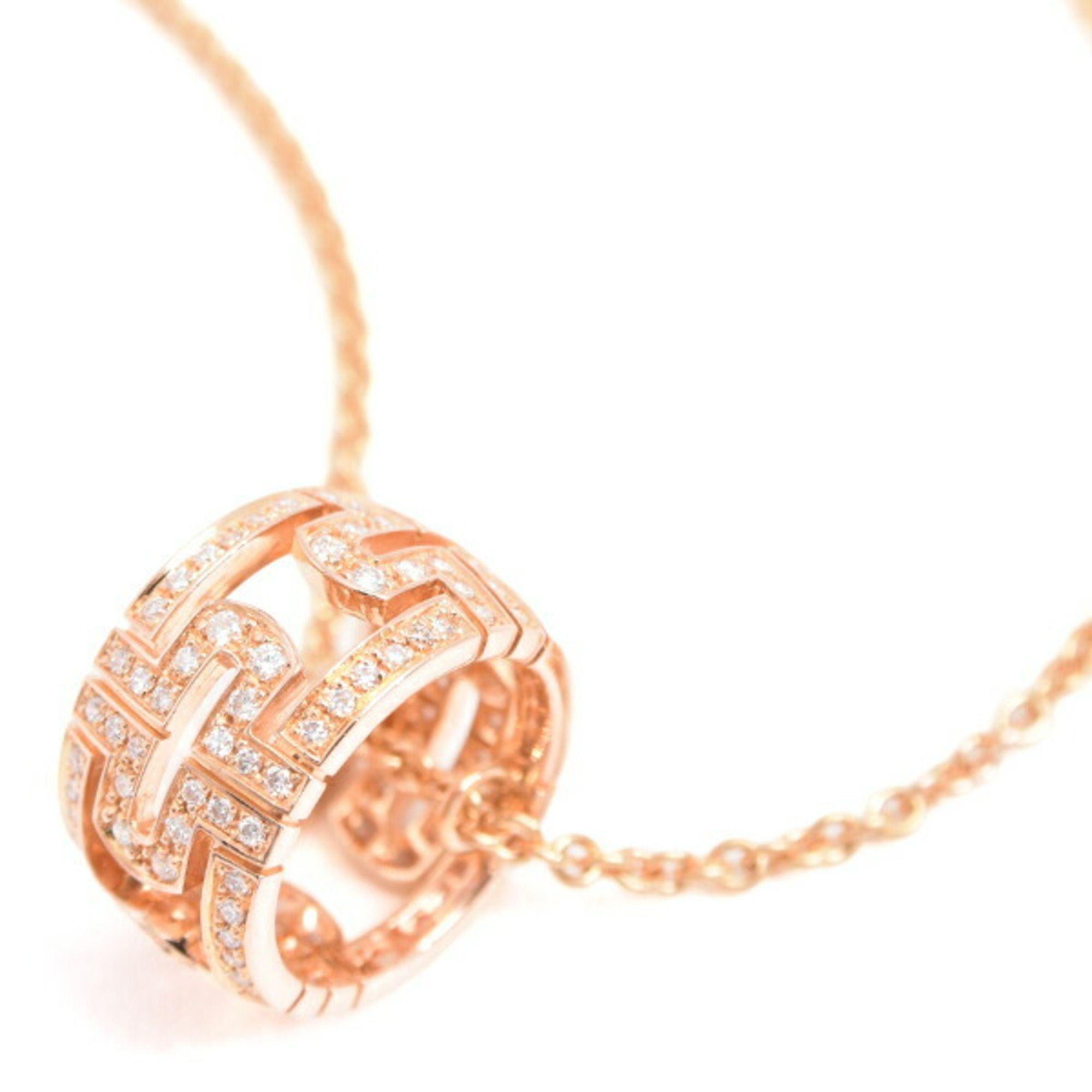 Bvlgari Parentesi full diamond necklace for women, pink gold, 750PG