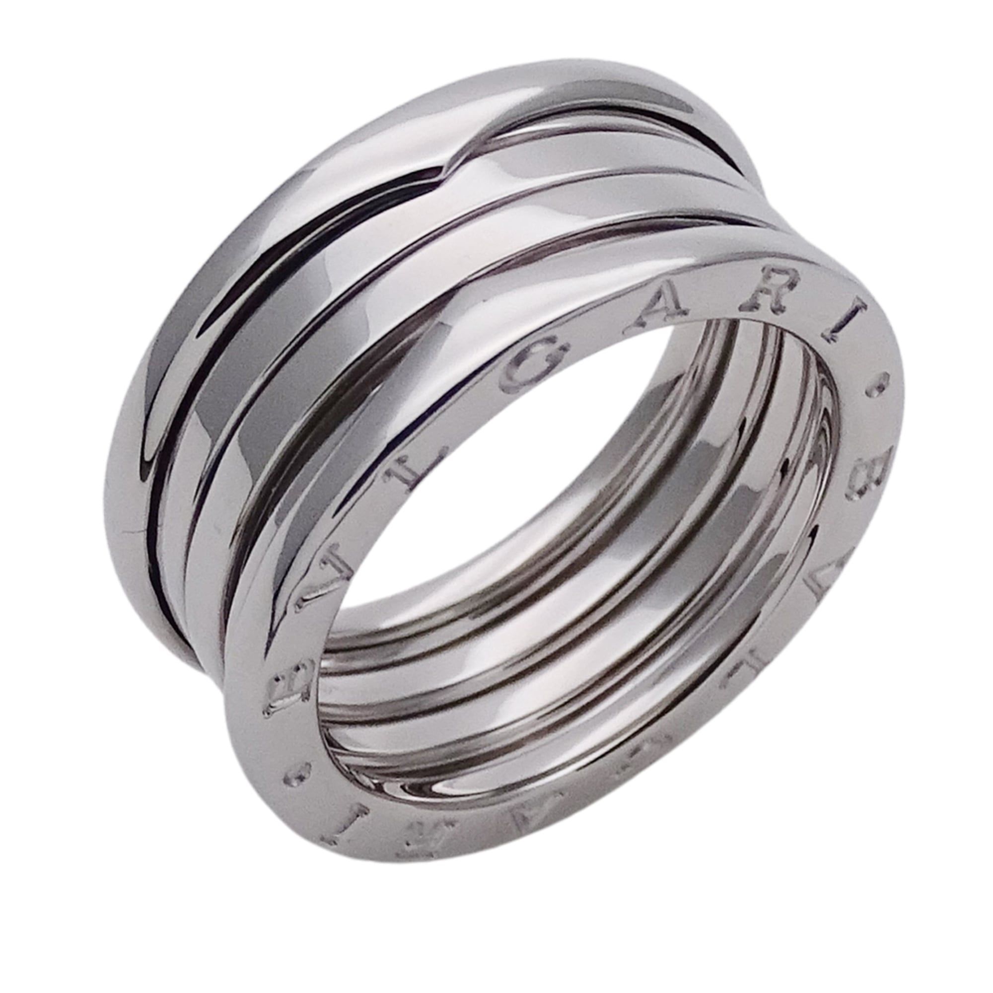 BVLGARI Ring for Women and Men, Brand 750WG B-zero1 3-Band White Gold #60 Approx. Size 19 Jewelry