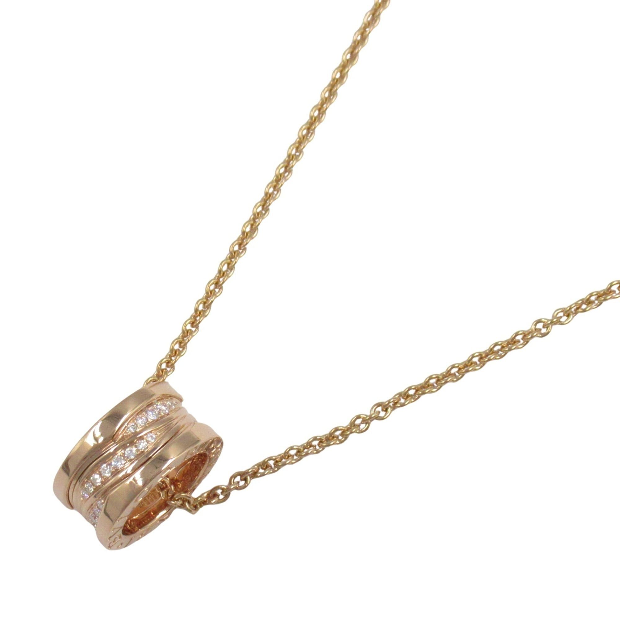 BVLGARI B-zero1 Pavé Diamond Necklace in 18K Pink Gold with Clear Diamonds for Women