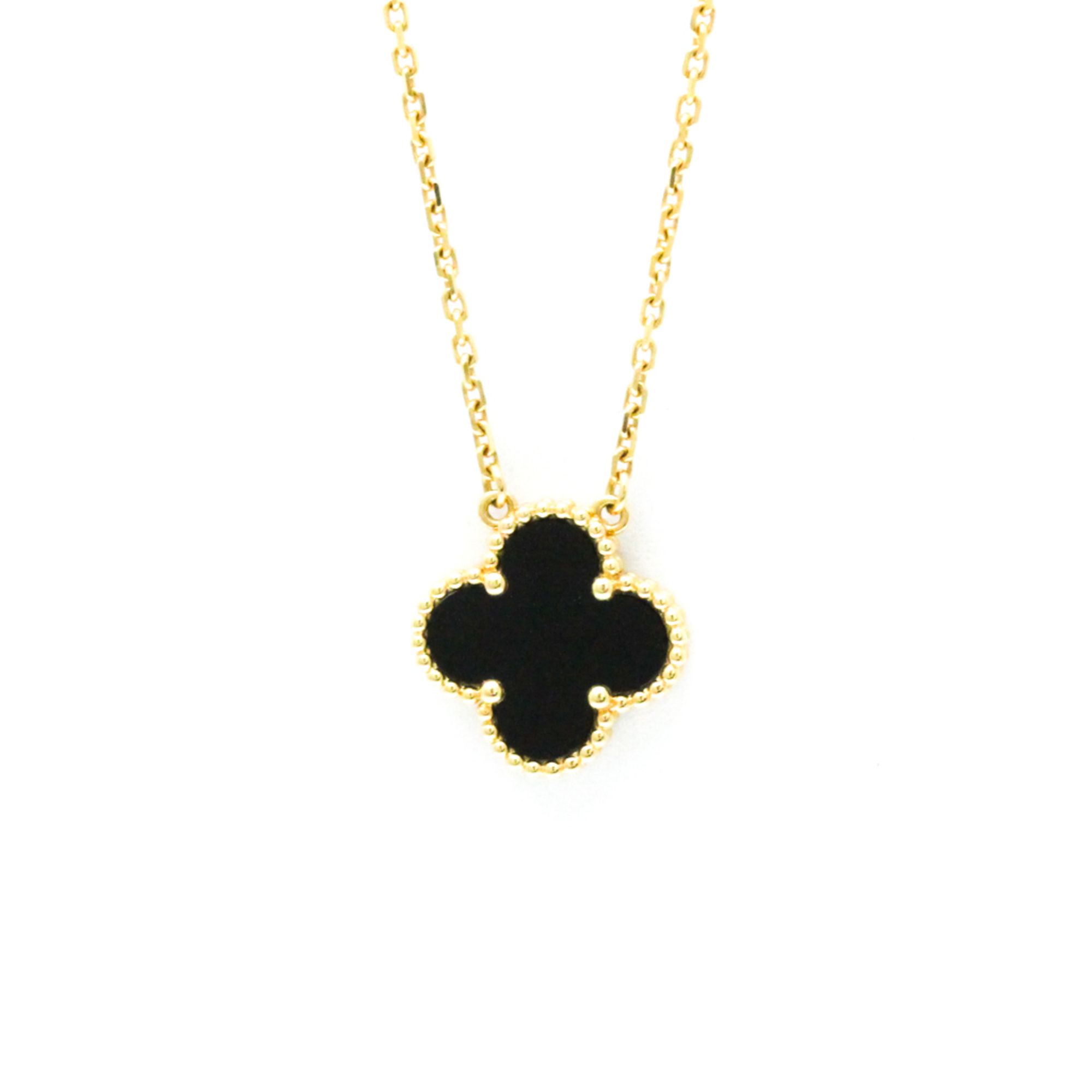Van Cleef & Arpels Vintage Alhambra Onyx Necklace Yellow Gold (18K) Onyx Men,Women Fashion Pendant N