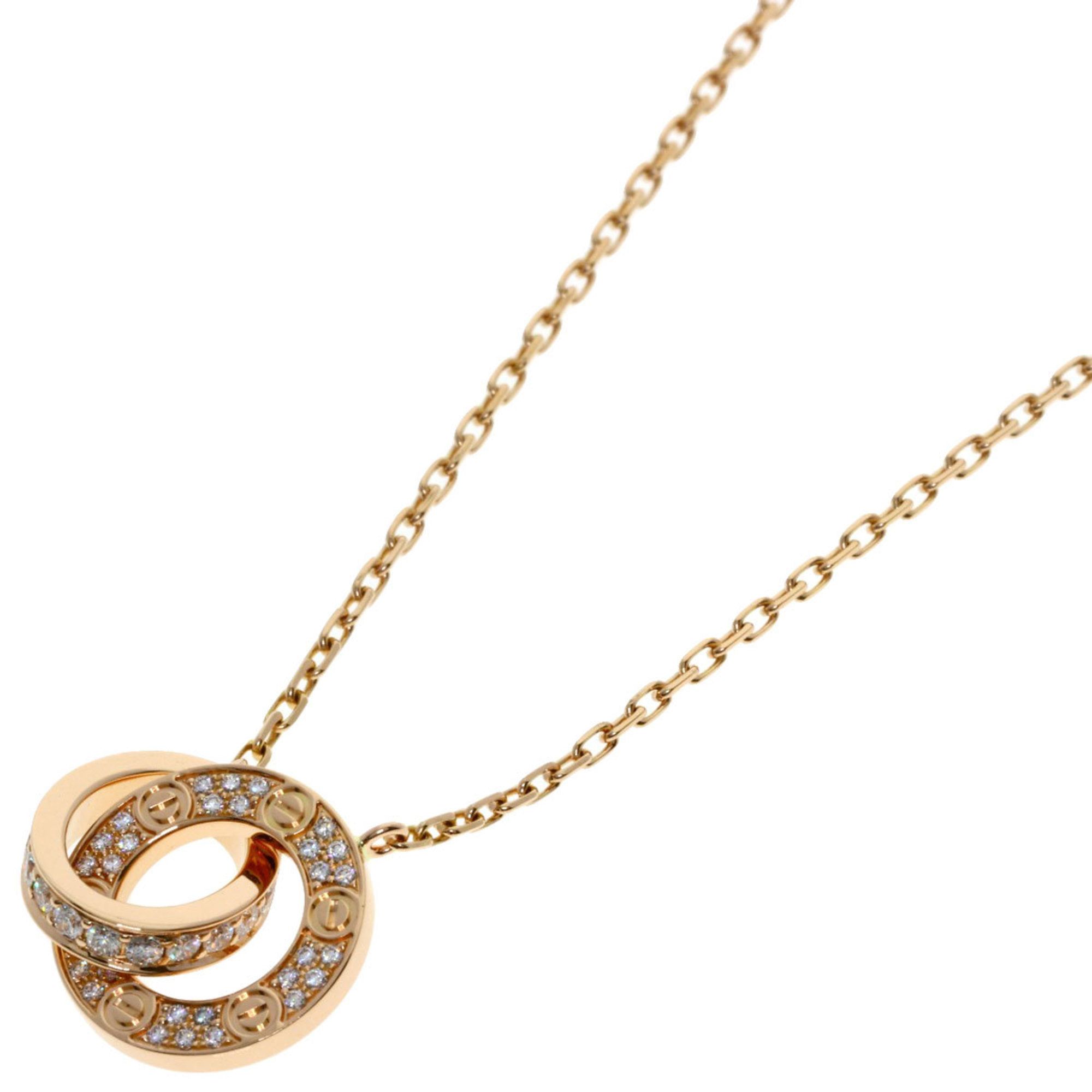 Cartier Love Circle Full Diamond Necklace in 18K Pink Gold for Women