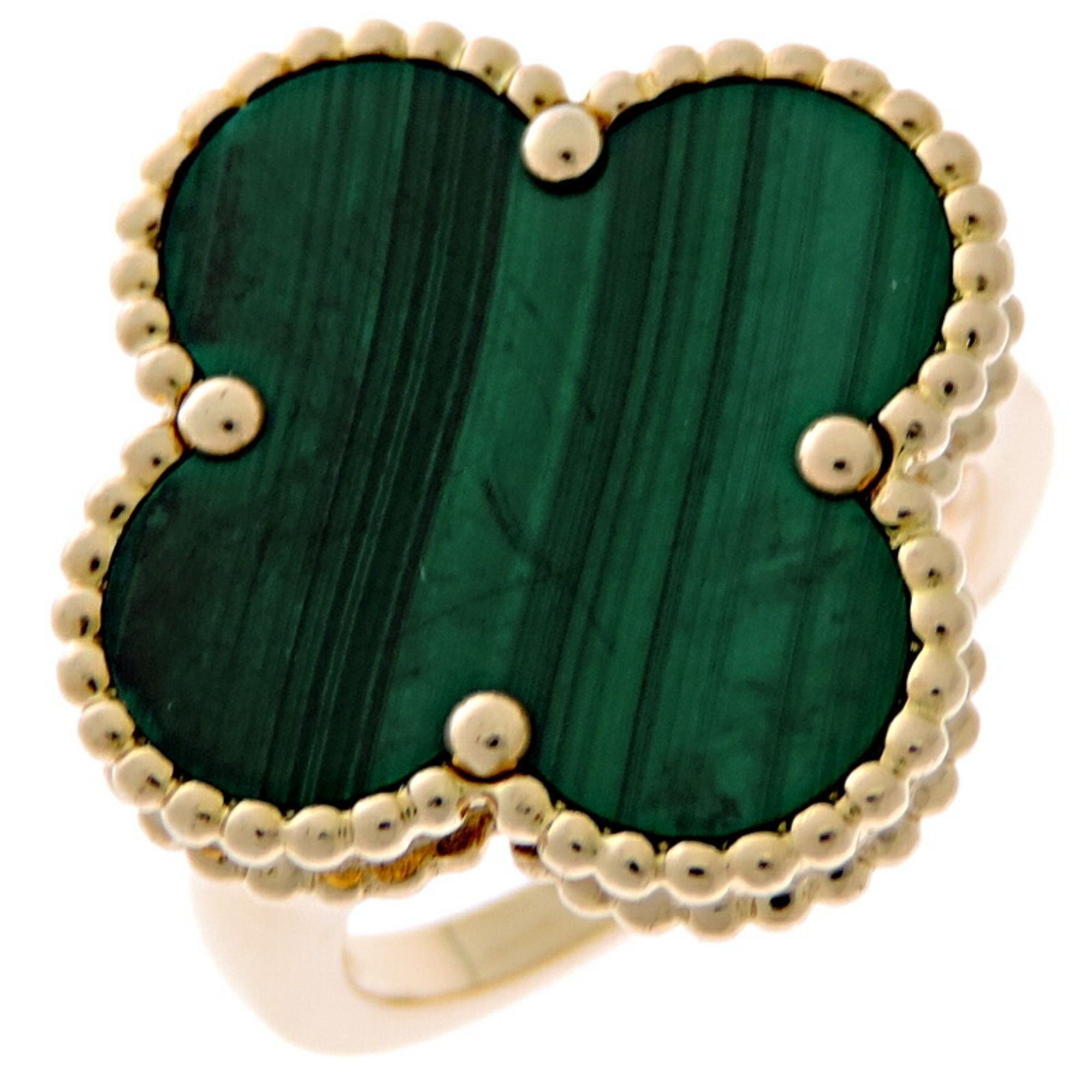 Van Cleef & Arpels Magic Alhambra Malachite #51 Women's Ring VCARO3AV00 750 Yellow Gold Size 10.5