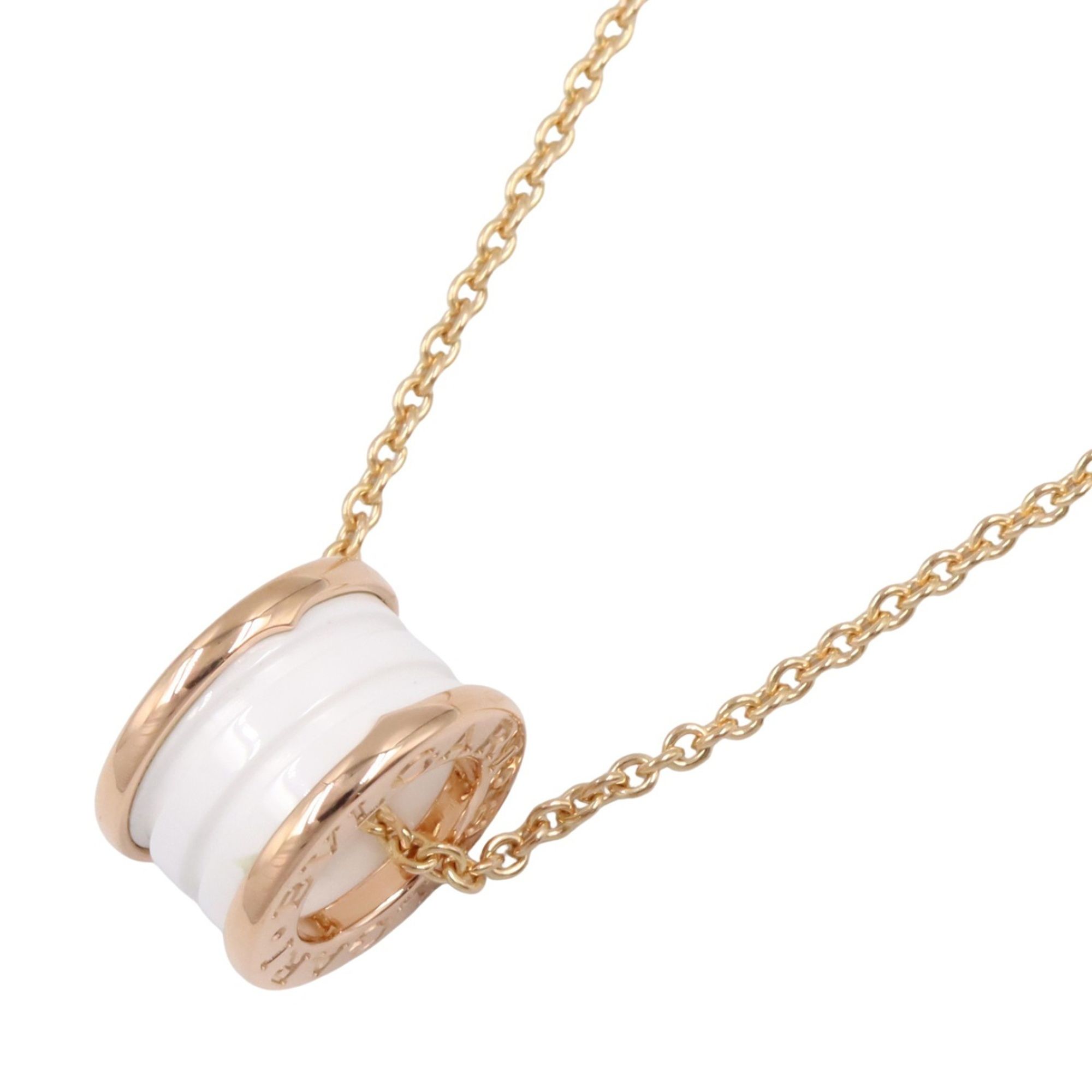 BVLGARI B-zero1 Ceramic Necklace, 18K Pink Gold, White/Gold, Women's, 346082