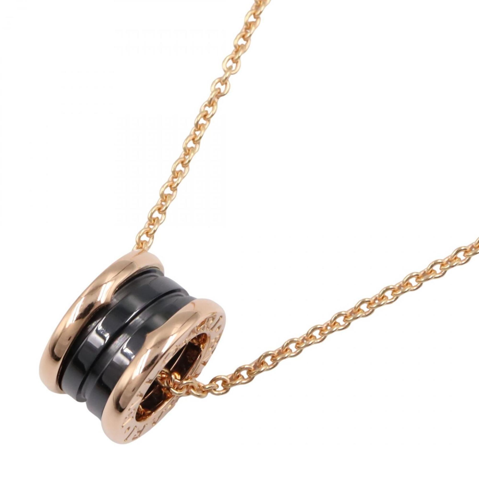 BVLGARI B-zero1 Ceramic Necklace, 18K Pink Gold, for Men and Women, Gold Black, 346083