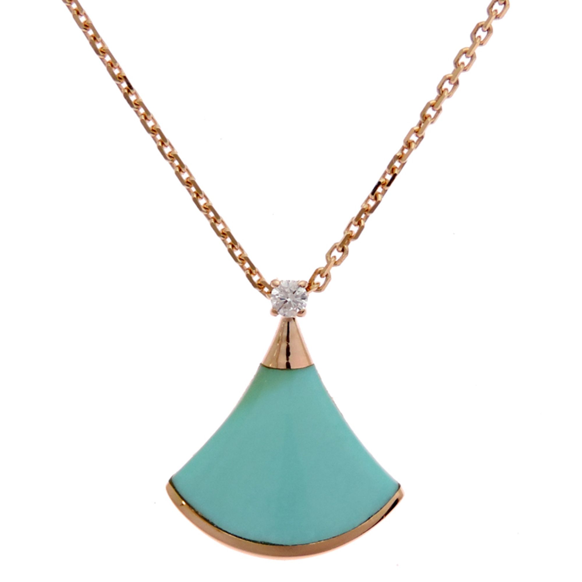 Bvlgari Diva's Dream Turquoise and Diamond Women's Necklace 350584 in 750 Yellow Gold with Blue Tone