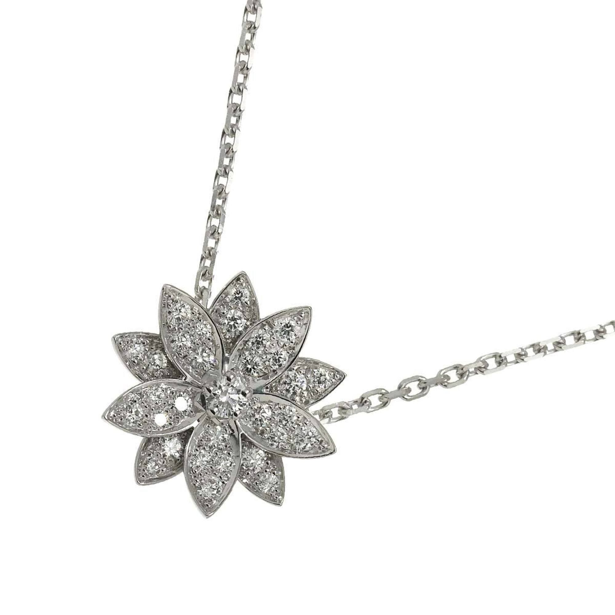 Van Cleef & Arpels Lotus Small Diamond Necklace, 47cm, 18K White Gold 750 Necklace