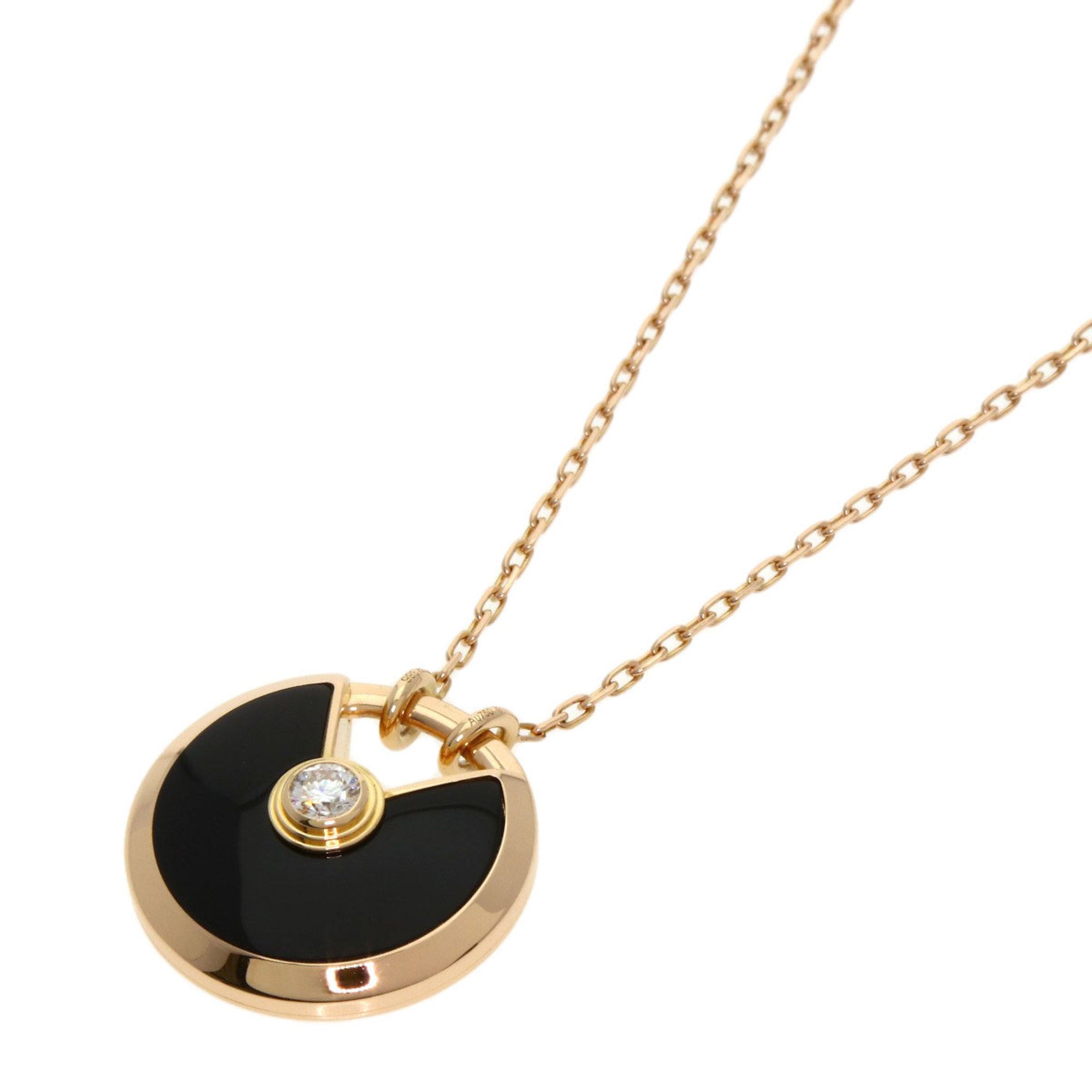 Cartier Amulet Onyx and Diamond Necklace in 18K Pink Gold for Women