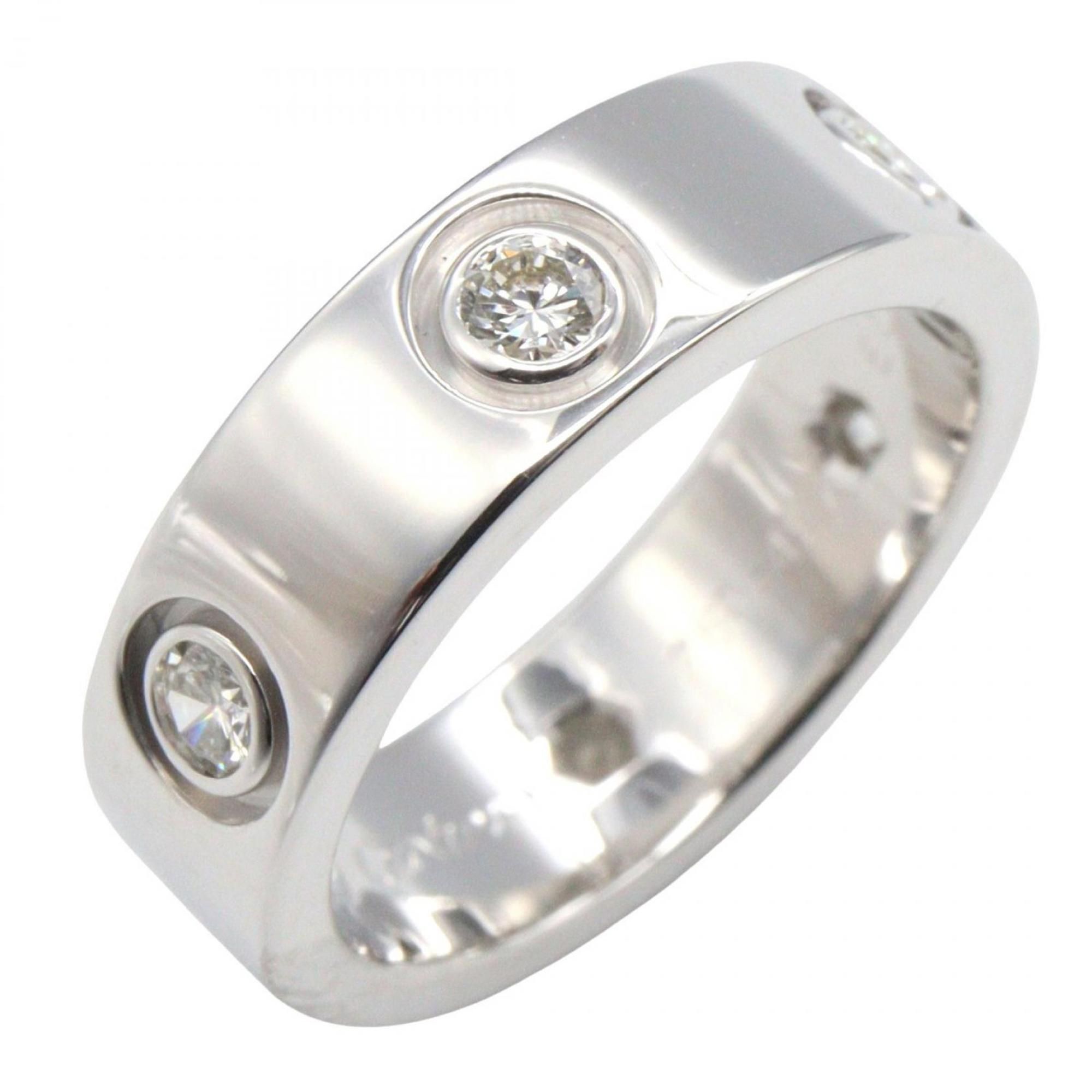 Cartier Love Ring 6PD, 18K White Gold with Diamonds, Women's, Silver, Clear