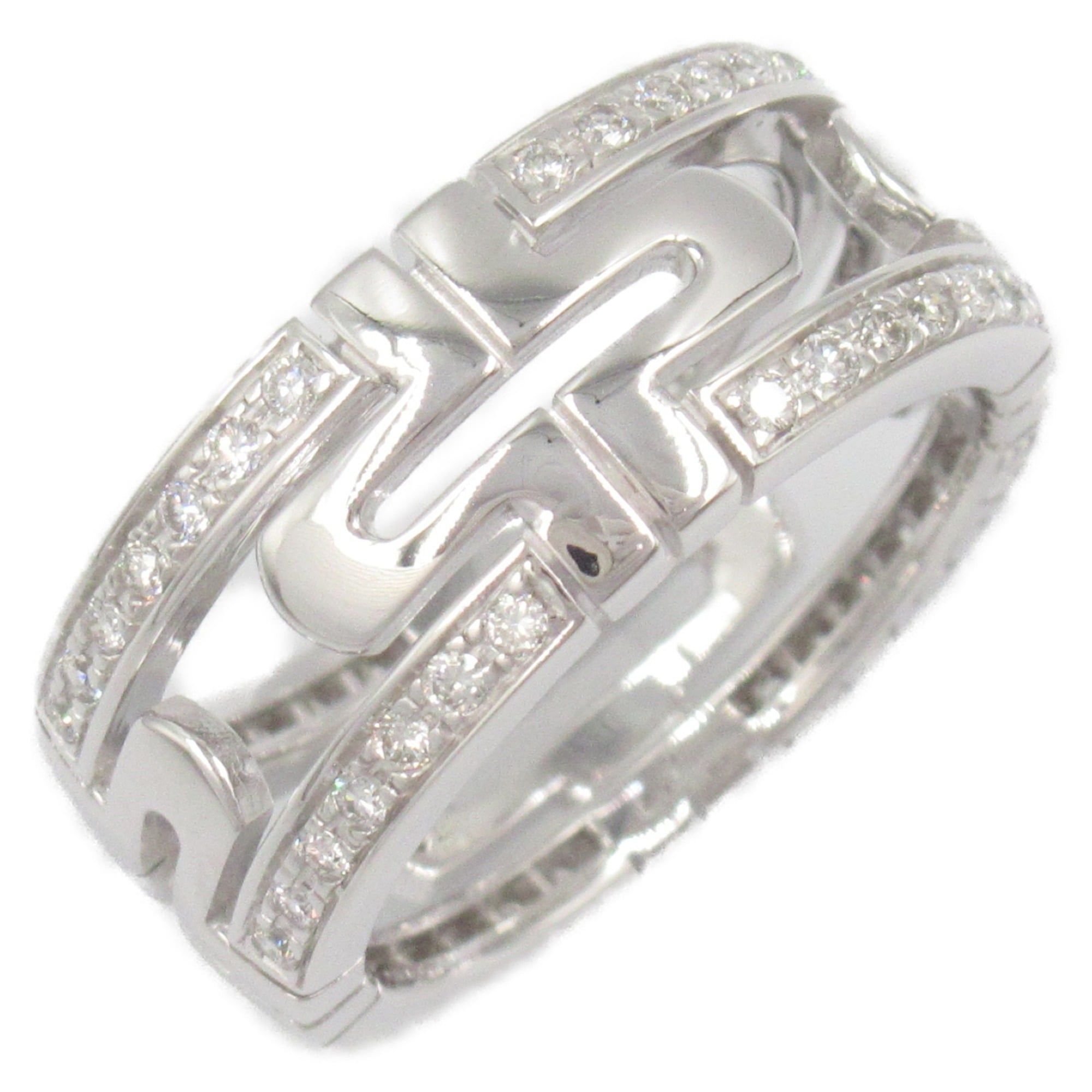 BVLGARI Open Parentesi Diamond Ring, 18K White Gold (K18WG) with Diamonds, Clear, for Women