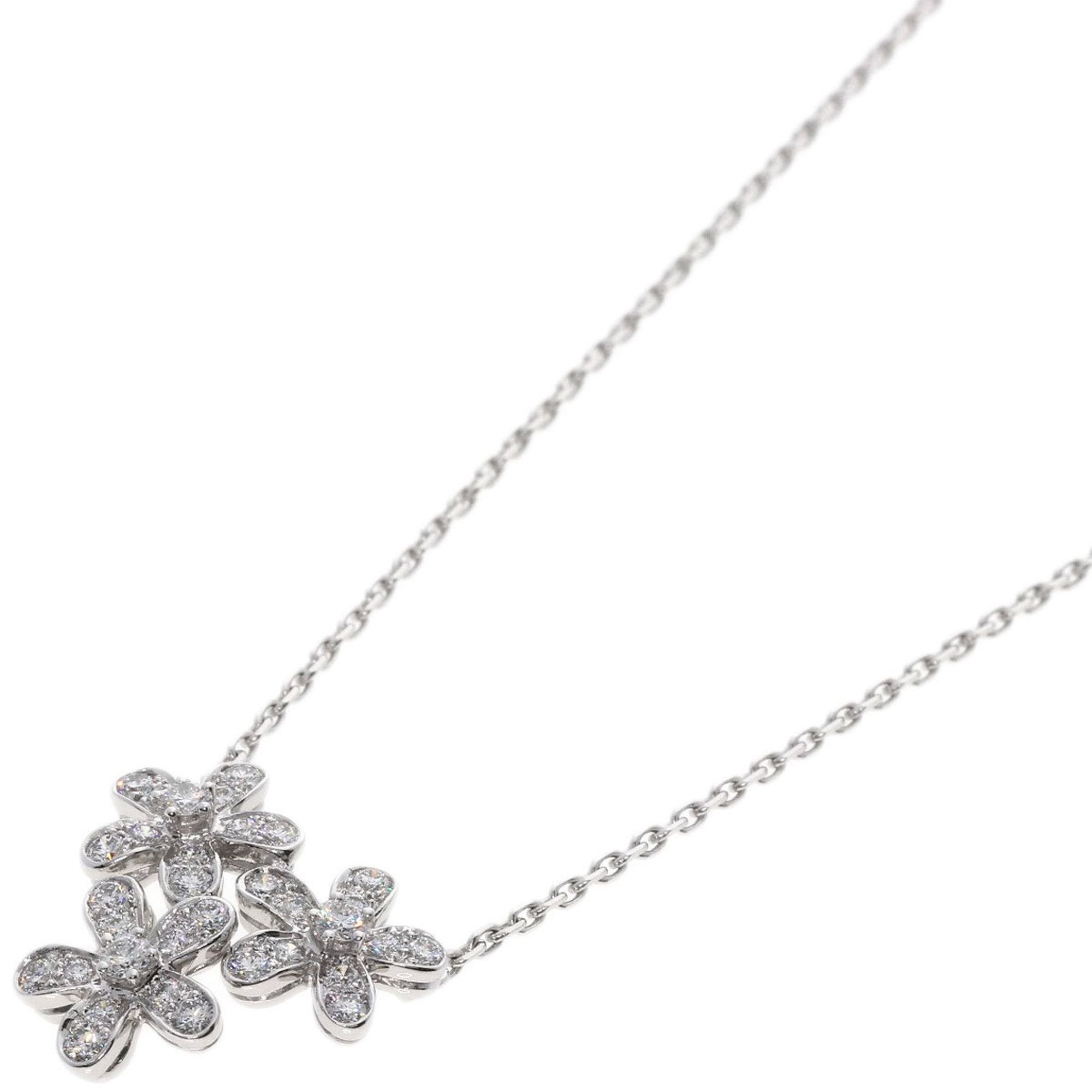 Van Cleef & Arpels Socrates 3 Flower Diamond Necklace K18 White Gold for Women