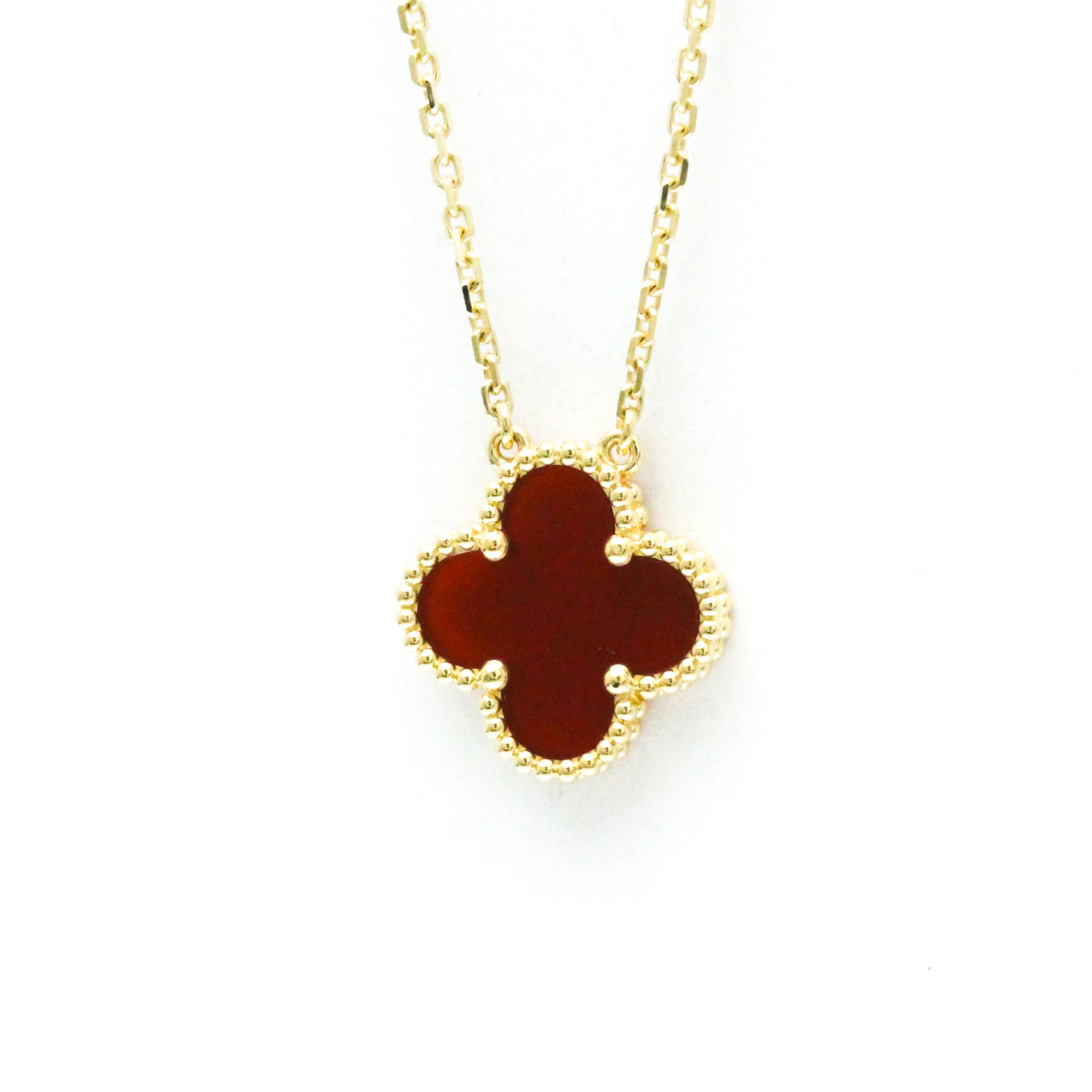 Van Cleef & Arpels Vintage Alhambra Necklace Carnelian Yellow Gold (18K) Carnelian Men,Women Fashion