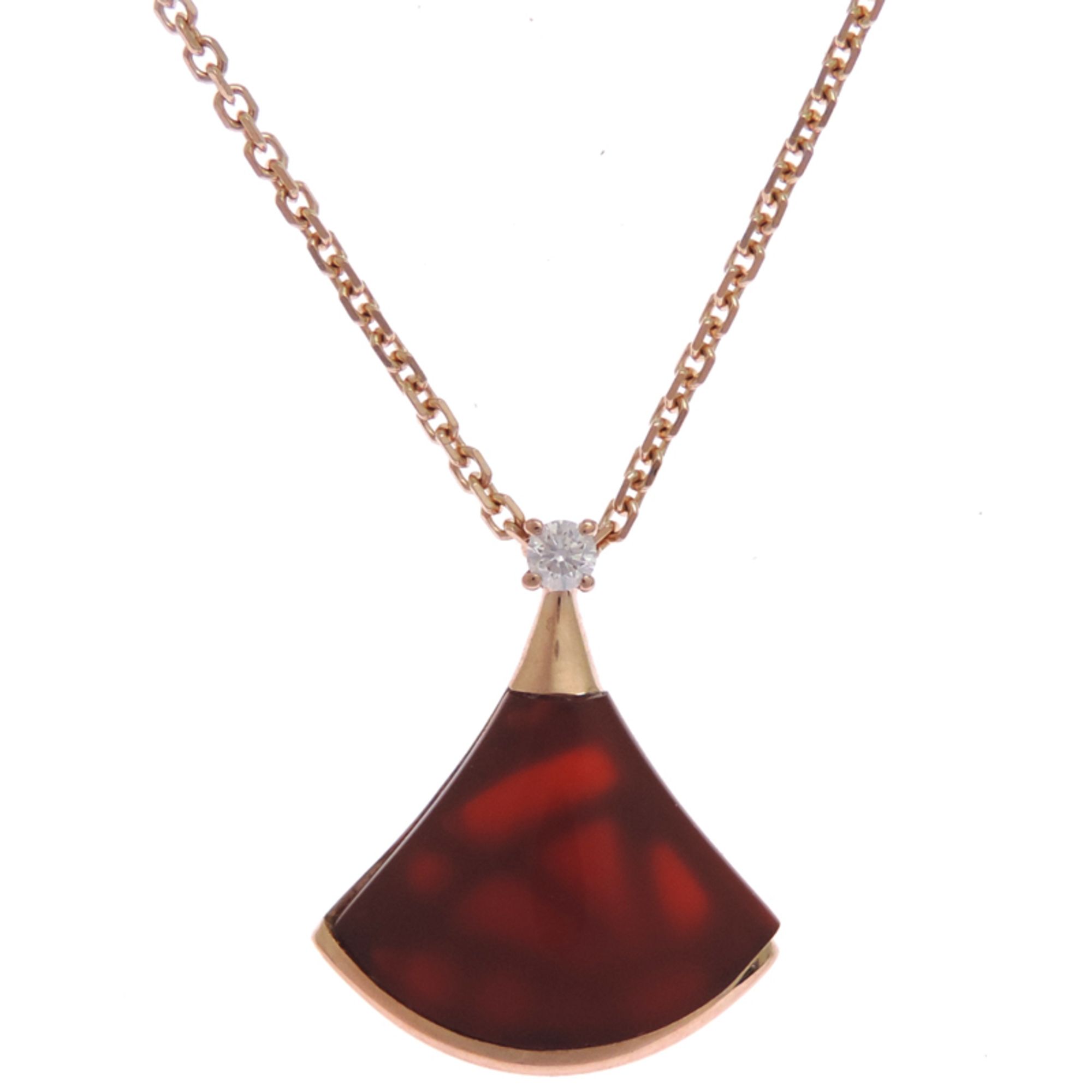 Bvlgari Diva's Dream Carnelian and Diamond Women's Necklace 350583 in 750 Pink Gold Red