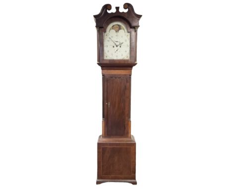 William Underhill of Newport (Shropshire) - Early 19th century mahogany longcase clock c1820,  with a swans necked pediment a