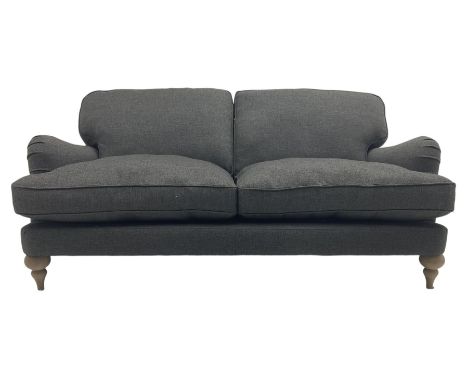 Marks and Spencer - 'Rochester' large two-seat sofa on turned light wood feet, upholstered in charcoal fabric Dimensions: Hei