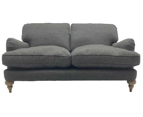 Marks and Spencer - 'Rochester' two-seat sofa on turned light wood feet, upholstered in charcoal fabric Dimensions: Height:&n