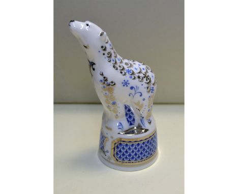 English Fine Bone China, Glazed Decorated. Hand created, hand painted, featuring The Polar Bear Candle Snuffer, created by Ro