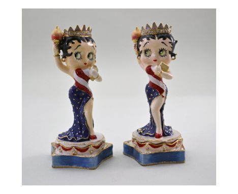 Betty Boop New York's "Miss Liberty" Figurine Trinket Box, 2 Pieces. Officially Authorized by King Features Syndicate, Inc. F