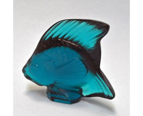 Early and Rare, featuring the R. Lalique Crystal Aqua Fish, block signed on the reverse. Vintage, difficult to find, this is 