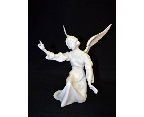 Bisque Porcelain White, hand created, hand crafted by the Artists of the Boehm Studios in the USA. Featuring The Angel, Kneel