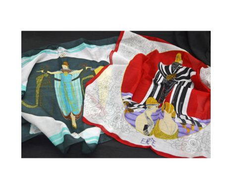 Erte' presents "The Three Graces" and "Monaco" images on each hand made Handkerchief. Erte' Signature in the print. Each by S