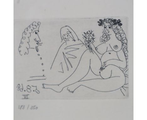 Picasso, Pablo (1881 Malaga - 1973 Mougins) - "Femme blonde à la Fleur, Célestine et Mousquetaire", Radierung aus Fernando de