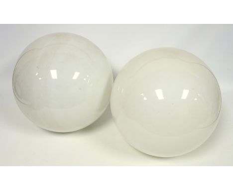 Two opal glass globe shades, D. 29cm 