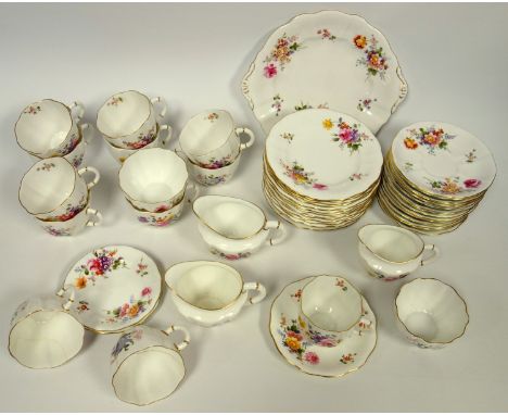 Royal Crown Derby bone china Derby Posies tea set comprising 13 plates, 11 cups, 2 a/f, 14 saucers, bread and butter plate, 2