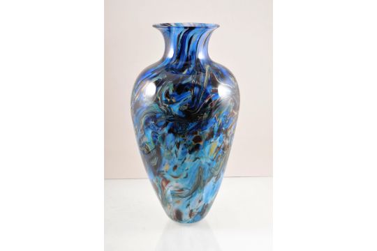 Andrew Thompson A Large Hand Blown Studio Glass Vase 2007 Internally Coloured In Tones O - Large Coloured Glass Vases Andrew Thompson A Large Hand Blown Studio Glass Vase 2007 Internally Coloured In Tones O - Large Coloured Glass Vases