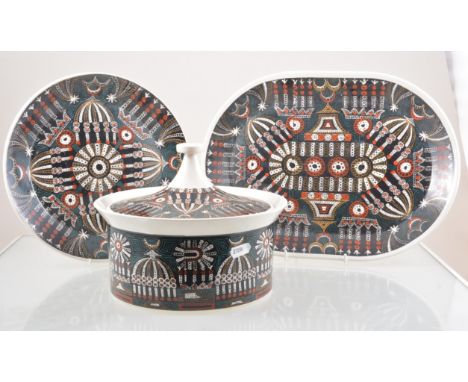 Susan Williams-Ellis for Portmeirion, a 'Magic City' part dinner and tea service, circa 1965, comprising six dinner plates, s