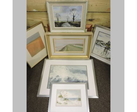 Bar Beck, contemporary, seascape, 24 x 37cm, together with a collection of other landscapes