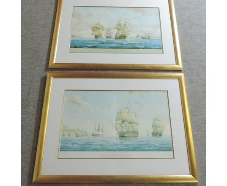 Peter G Power, HMS Victory signed in pencil limited edition print, together with another, The Mary Rose, 47 x 76cm