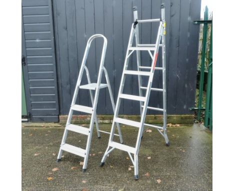 An aluminium step ladder, together with another