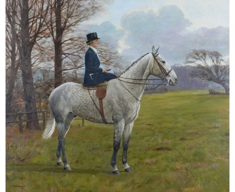 FRANCES MABEL HOLLAMS (BRITISH, 1877-1963)Violet Seeley on Henry of Navarre signed 'F. M. HollAMS' (lower left) oil on canvas