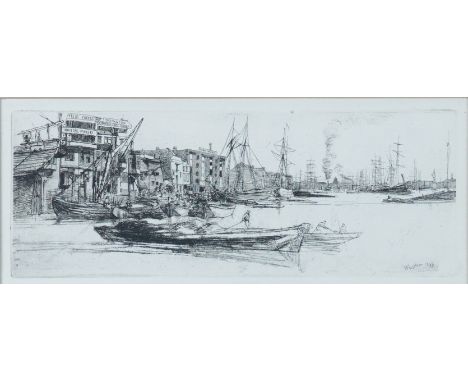 JAMES ABBOTT MCNEILL WHISTLER (AMERICAN, 1834-1903)The Pool etching 1.5 x 20.2cm  Provenance Thomas Agnew & Sons, Old Bond St