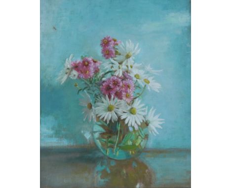 ARTHUR CROFT MITCHELL (BRITISH, 1872-1956)Still life of pink and white daisies in a vase oil on canvas 61 x 51cm  Provenance 