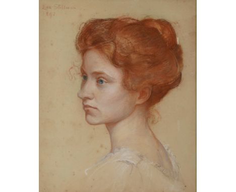 LISA STILLMAN (AMERICAN, 1865-1946)Portrait of a young lady signed and dated 'Lisa Stillman 1892' (upper left) coloured chalk