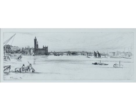 JAMES ABBOTT MCNEILL WHISTLER (AMERICAN, 1834-1903)Old Westminster Bridge etching 7.5 x 20.2cm  Provenance Thomas Agnew & Son