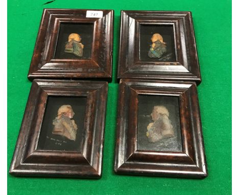 A set of four 19th Century wax portrait busts of Lord Nelson, General Howe, General Lord William Hill and General Sir Thomas 