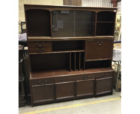 A mid 20th Century mirrored dresssing chest with full length mirror, a small two drawer cupboard, a modern mahogany lounge un