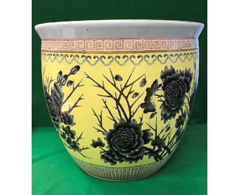 A Chinese yellow ground and floral spray decorated vase of large proportions CONDITION REPORTS Has some losses to the enamel 