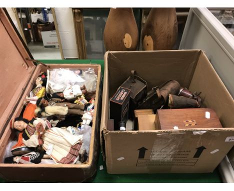 A box containing a collection of various cameras to include an Ensign Carbine No.6 tropical model with case, an Ensign box ca