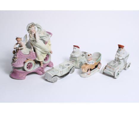 An art nouveau Cherub and Goddess of victory ceramic, Germany, circa 1897,china with underglaze stain and traces of gold lust