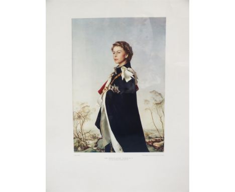 After Pietro Annigoni, Portrait of Her Majesty Queen Elizabeth II, reproduction print, 74 x 52cm