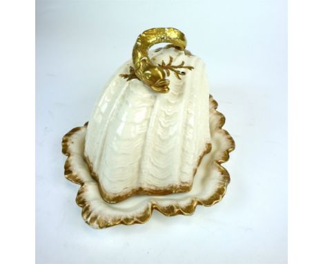 A collection of 19 th century English porcelain to include an unusual cheese dish and cover, the cover in the form of a scrol