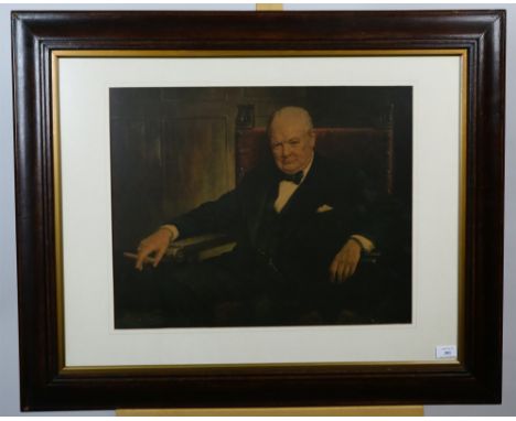 Reproduction print of Winston Churchill, 43 x 54cm (SH)