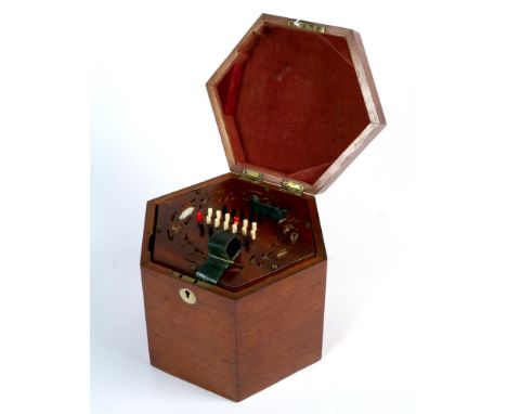 A Edwardian mahogany cased 48 button concertina by George Case of Boosey &amp; Sons, London, the green paper bellows with tal