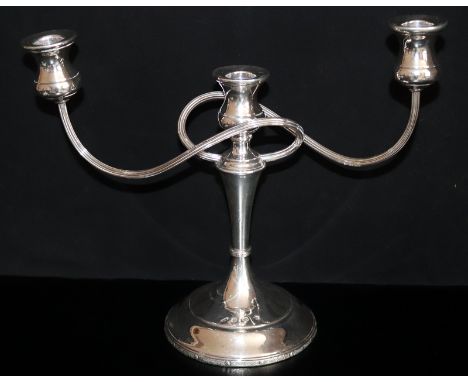 Modern Silver Three Light Candelabrum, Of Typical Form With Loaded Base, Fully Hallmarked For Sheffield V 1995 