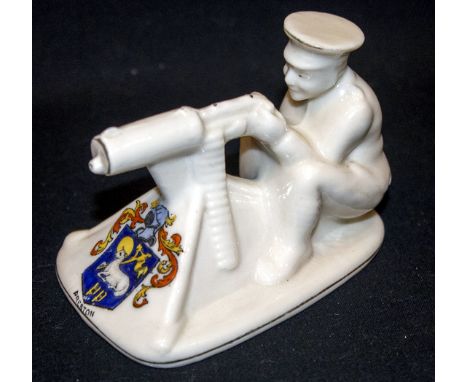 Arcadian Crested Ware, Model Of Tommy And His Machine Gun, Preston Crest AF
