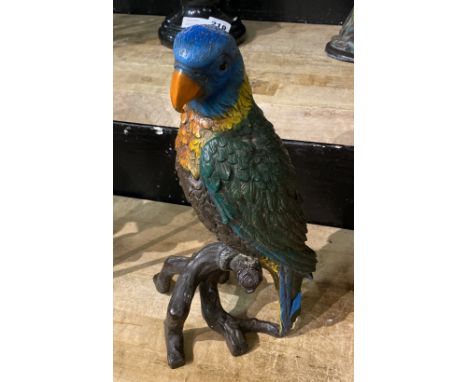 COLD PAINTED BRONZE PARROT 27.5CMS (H) APPROX
