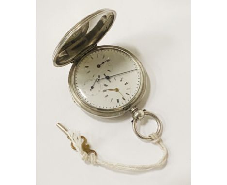 ENGINE TURNED SILVER FULL HUNTER CAPTAIN POCKET WATCH